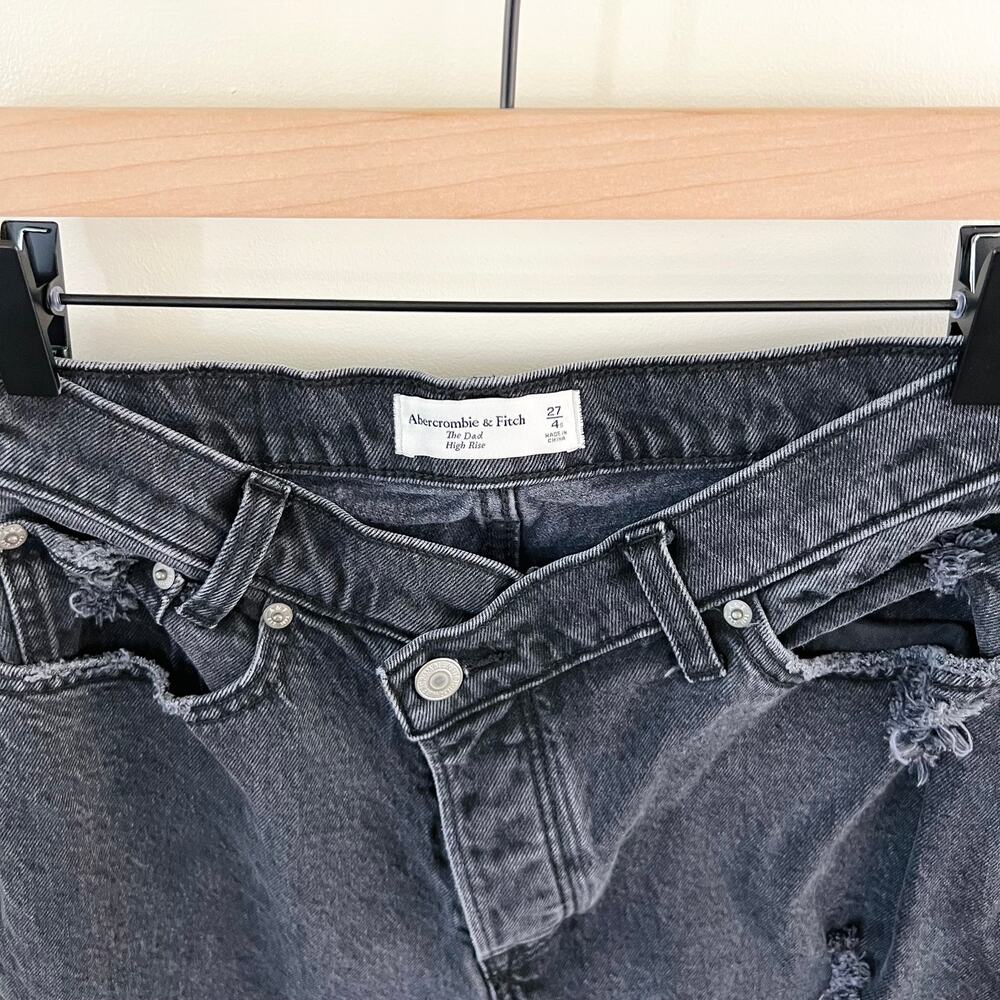Abercrombie & Fitch The Dad High Rise Distressed Black Jeans Size 27 / 4 - Picture 4 of 7